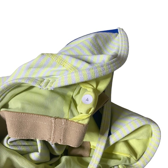 Lululemon Power Y Neon Yellow White Striped Tank Womens 4 - Picture 2 of 4